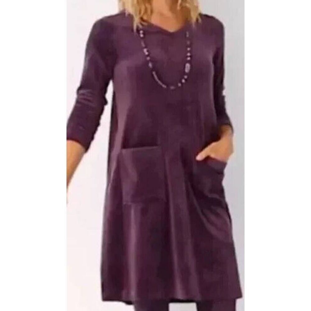 J. Jill Purejill Velvet Shift Dress Purple Sz. M